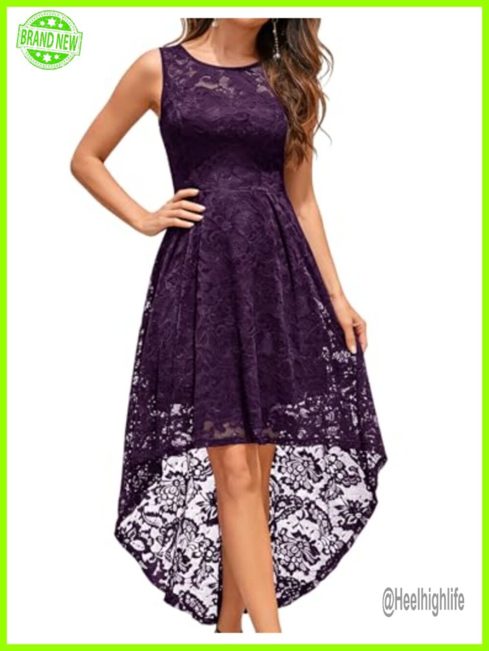 MUADRESS Womens Lace Hi Low Cocktail Homecoming Dress